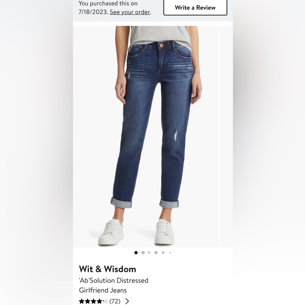 Wit & Wisdom ‘Ab’Solution Distressed Girlfriend Jeans - Size 8